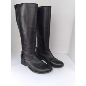 Black Leather Tall Riding Boots Womens Side‎ Zip Buckle Detail Size Unknown